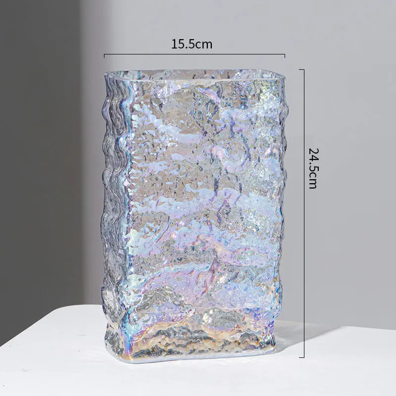 Nordic Style Hot Ins Wind Desktop Decoration Transparent Glass Vase Glacier Hammered Ice Cube Vase