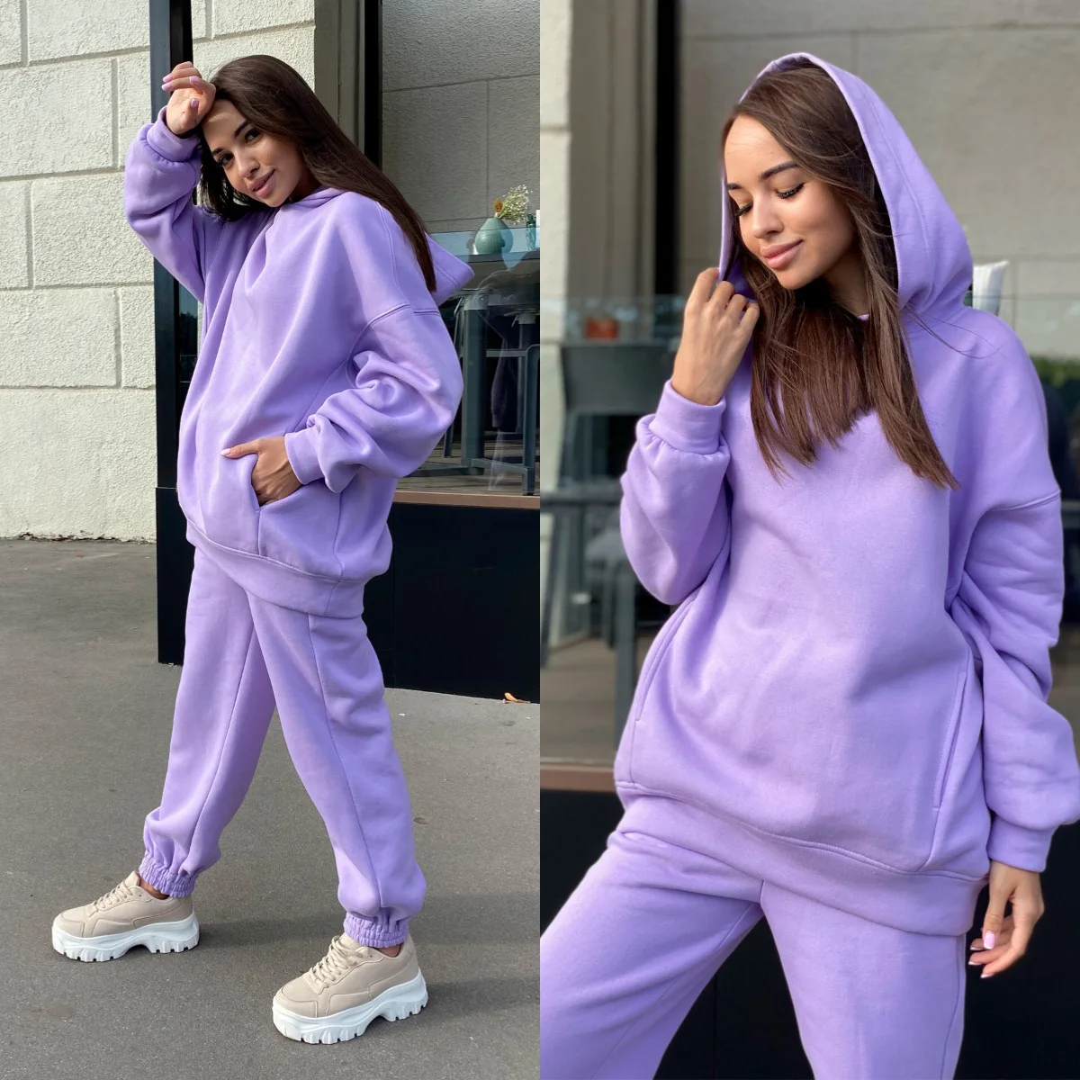 Fashionable 2 Piece Set Hoodies And Sweat Pants Set Fall Two Piece Sets For Women