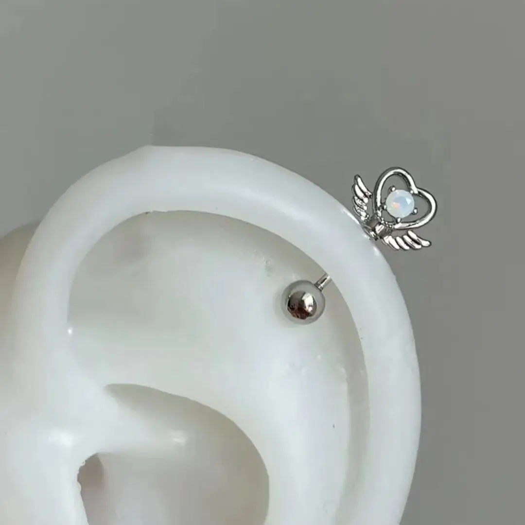 NUORO New Design Stainless Steel Cartilage Straight Earrings Barbell CZ Flower Butterfly Straight Rod Ear Piercing