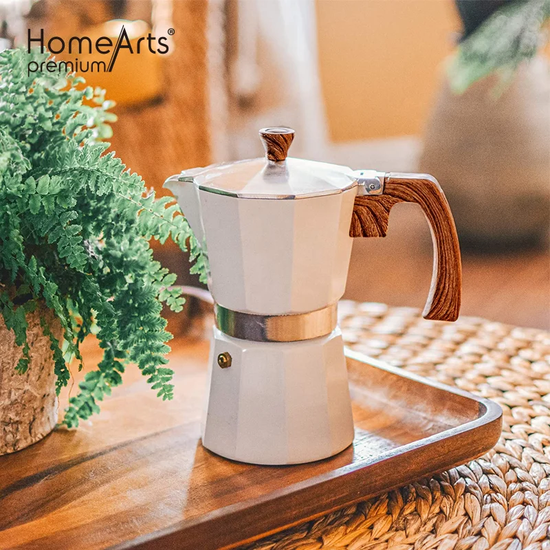 Aluminum 6-Cup Clean White Espresso Coffee Maker Percolator Pot Cafetera Mocha Moka Pot