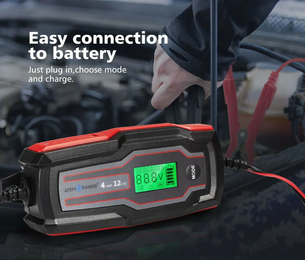 
4A 6V/12V Automatic SLA AGM Car Truck Boat Motorcycle Smart Battery Charger 