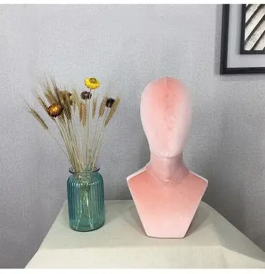 Wholesale Custom Color Fabric Covered Mannequin Head Black Wig Display Pin Foam Styrofoam Velvet Mannequin Head for Wigs