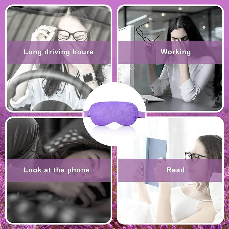 soft fleece eye mask with microwave lavender clay beads reusable hot & cold yoga eye heating pad heat compress pack