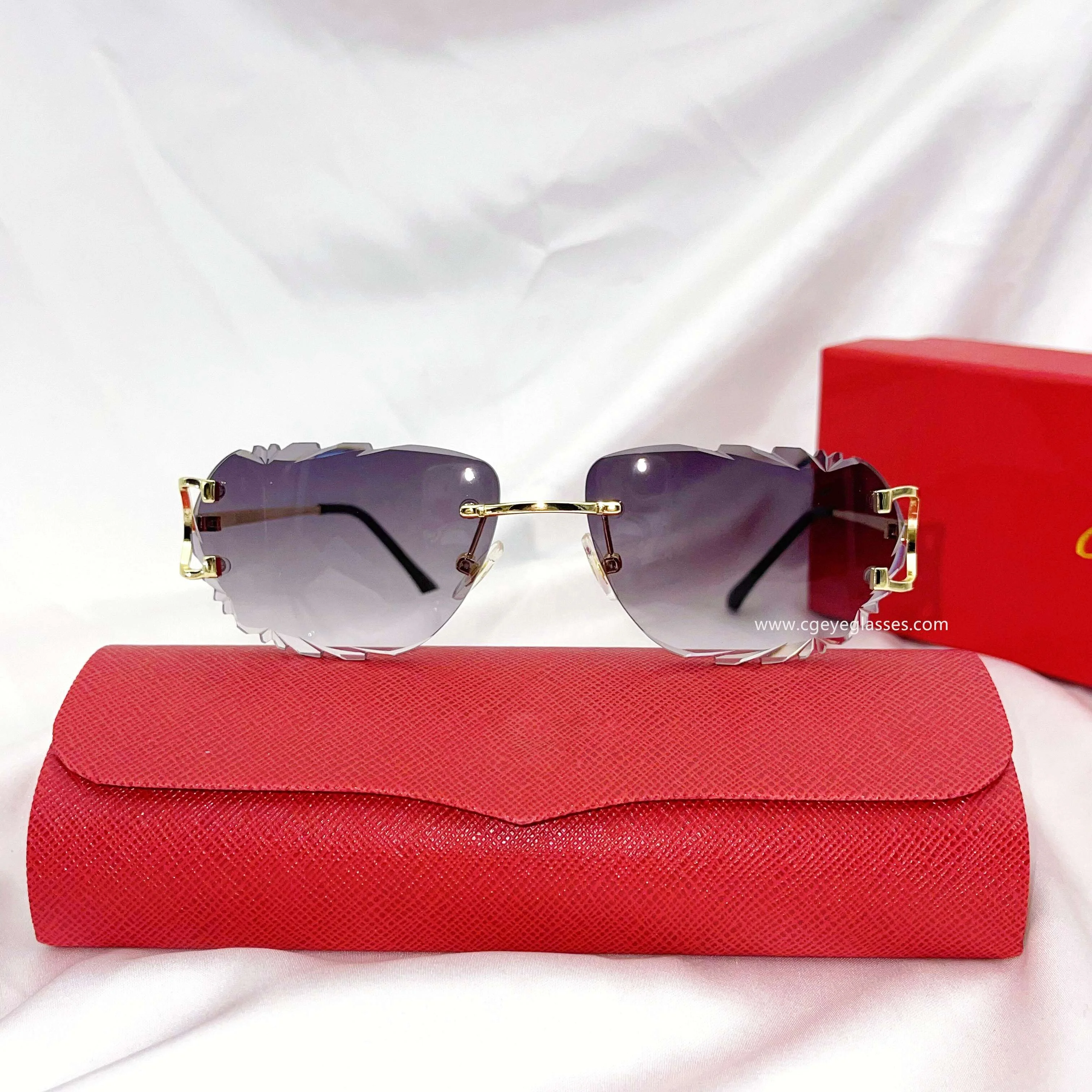 1925 pattern cut rimless sunglasses 2023 new color glasses Luxury Gradient Sun glasses Cut Trimmed Lens Metal sunglasses