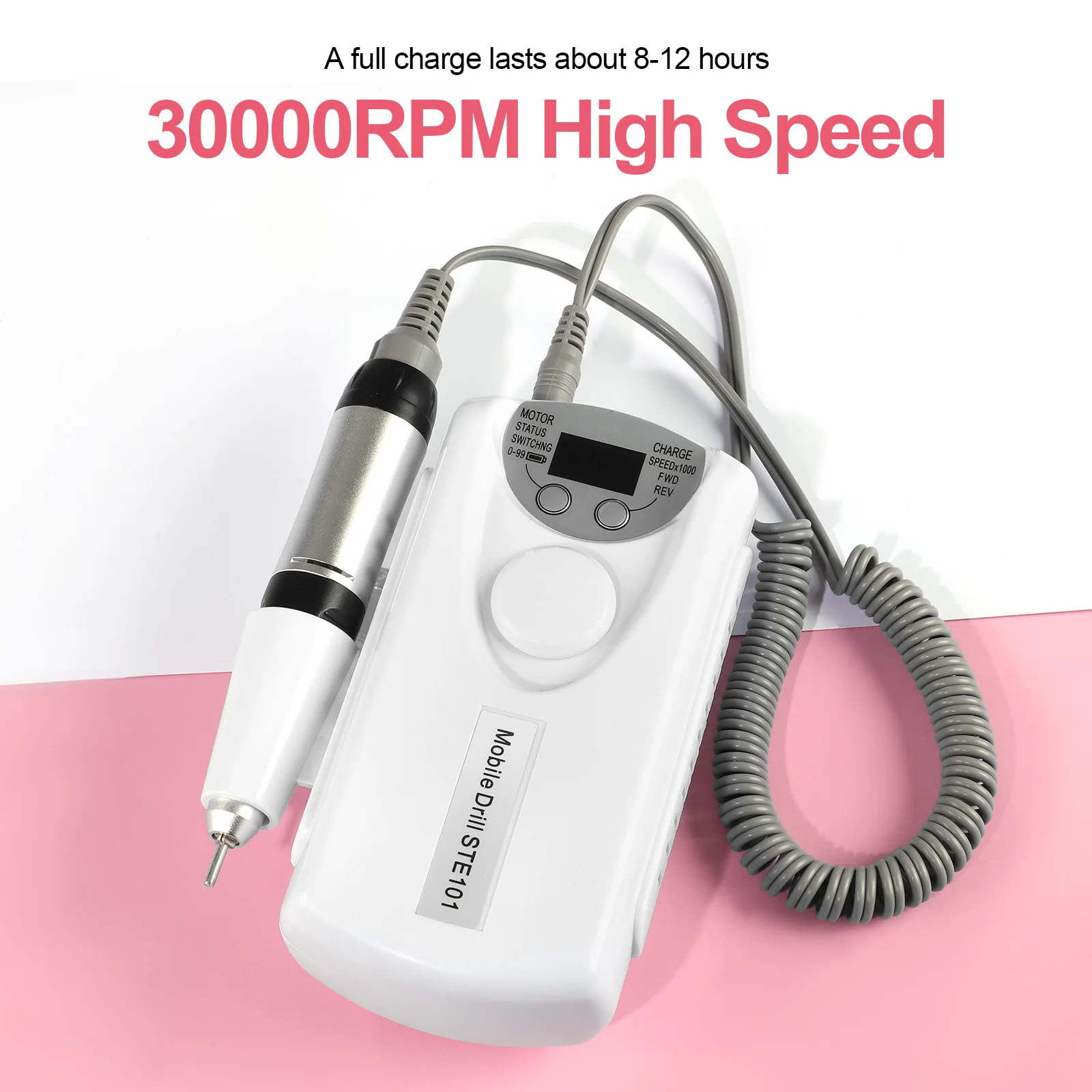 Electric Mobile Nail Drill Machine Set Wholesale Nail Supply High Quality Rechargeable Nail Drill 30000RPM Drill Bits 6pcs