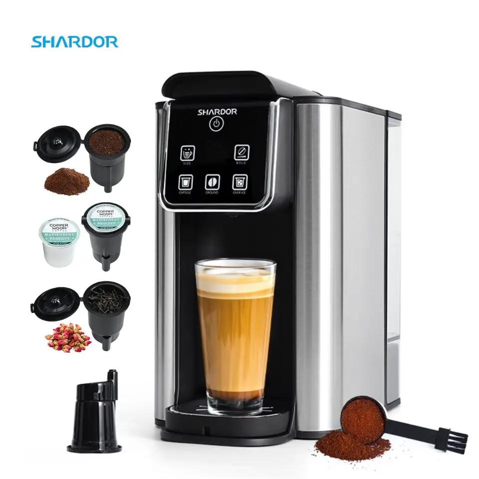 Compact 3 in 1 Single Serve K Cup Pod Coffee Maker 50oz Large Water Reservoir Capsule Coffee Machine