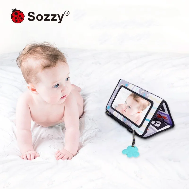 Sozzy Милая лиса детское Сенсорное мягкое автомобильное сиденье игрушка для путешествий двустороннее лицо подвесное заднее автомобильное сиденье игрушка с HD-зеркалом