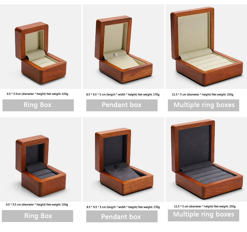 China Wholesale Multi Positions Ring Pendant Jewelry Box Organizer Luxury Wooden Storage Jewelry Ring Gift Box With Magnetic Lid