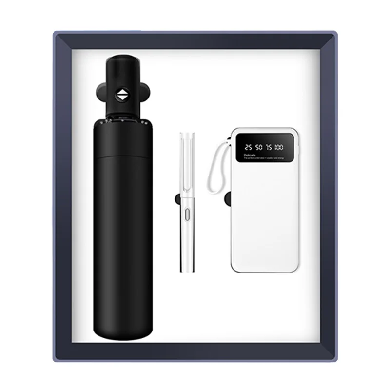 High Class Classical Business Book Gift Set With Customized Logo On Vacuum Flask Neck Massager Power Bank Gift Box