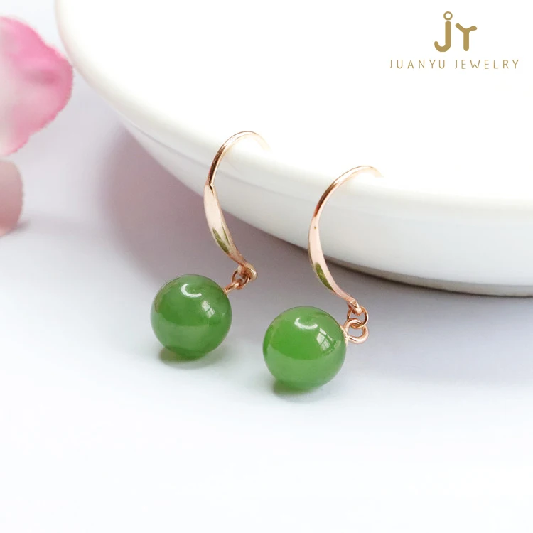 Wholesale 925 Sterling Silver Jasper Earrings Fashion Jewelry Gemstone Earrings Natural Stone Hetian Jade Drop Earrings
