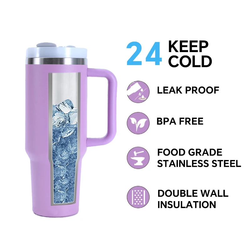 2.0 Adventure Cool vacuum metal cup stainless travel mug 40oz insulated handle tumbler with handle and straw,custom camping mugs