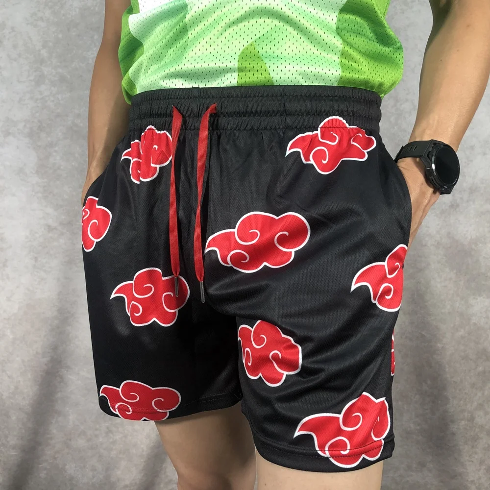 Custom Polyester Single Layer Net Basketball Shorts Quick Dry Men All Over Print an Anime x Gym Mesh Shorts