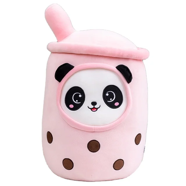 Wholesale real-life bubble plush toy stuffed food fruit milk tea pillow soft doll boba tea cup