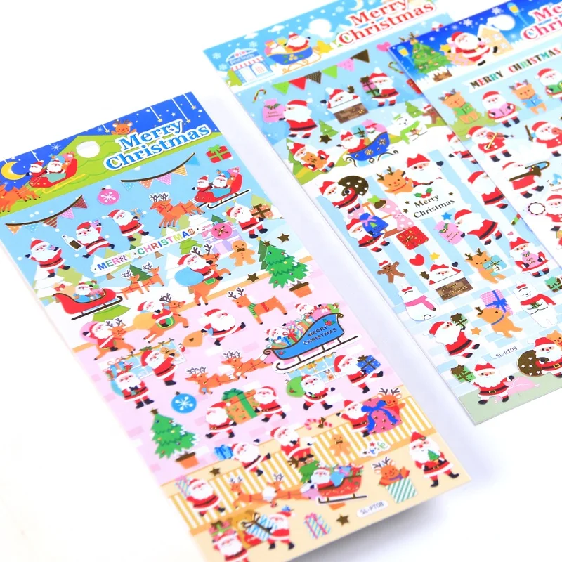 
SHANLE Cartoon Christmas Eve Cute Santa Claus Milu deer image PVC Stickers A gift for a child 