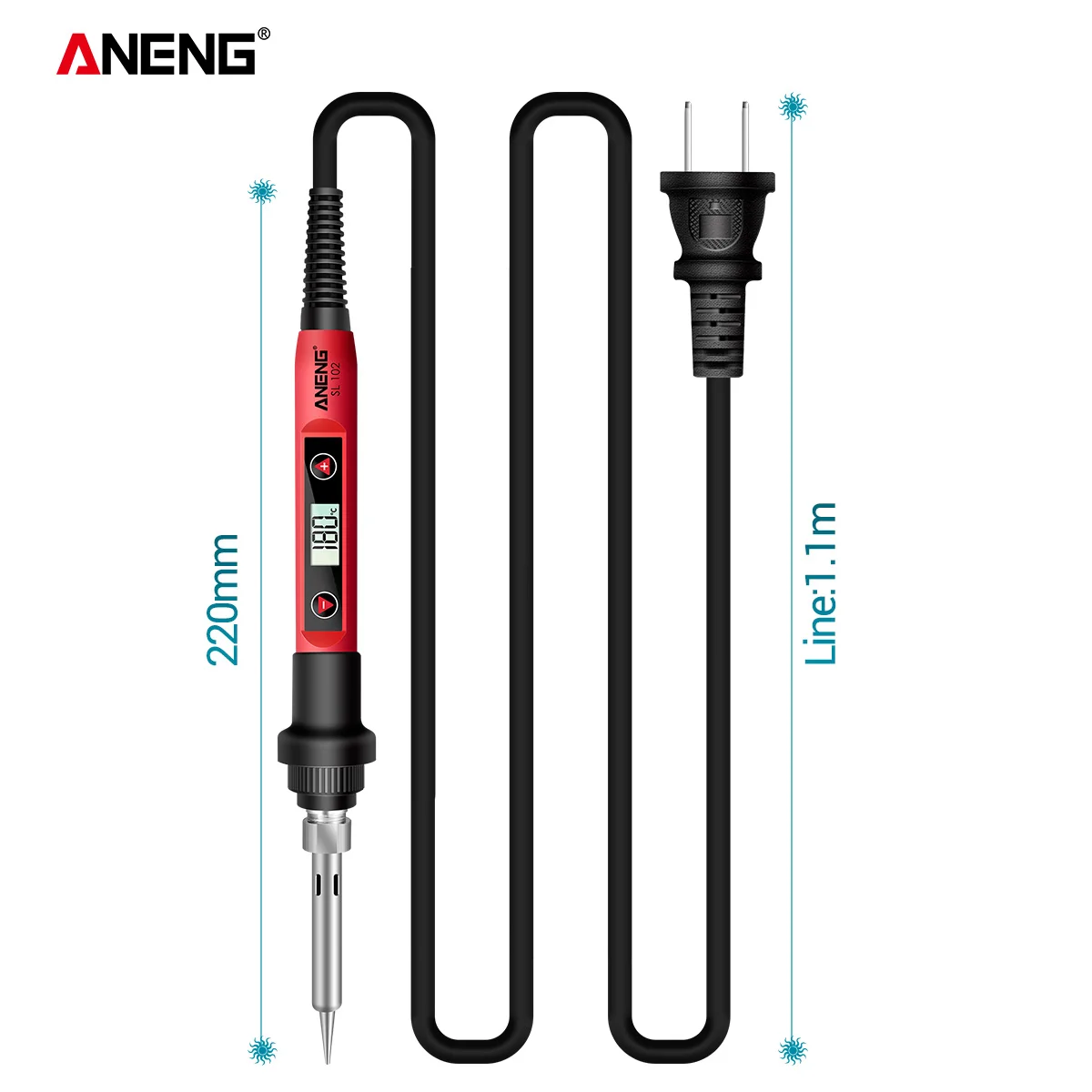  ANENG SL102 Электрический паяльник для подключения к US/EU Plug Регулируемая температура 220V цифровой дисплей сварки инструмент газовой горелки портативный