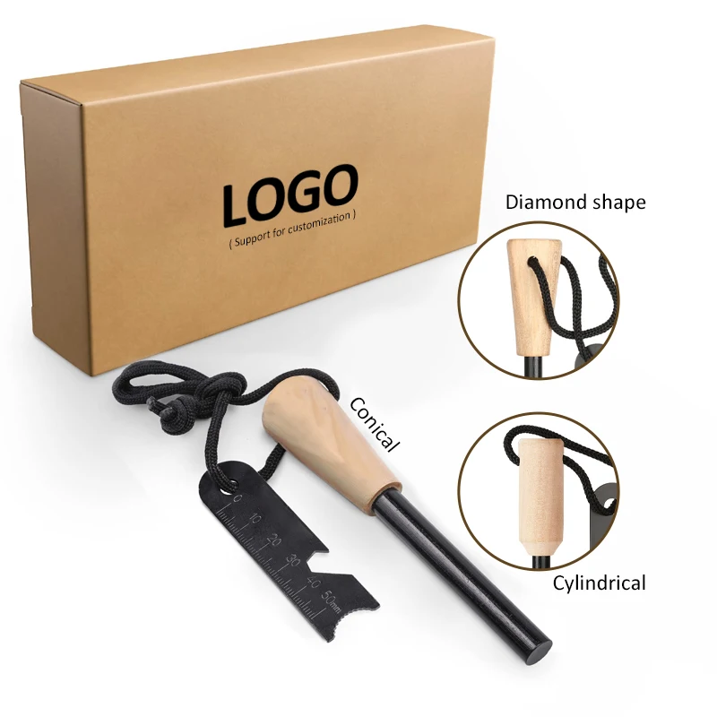 Wholesale  waterproof magnesium ferro rod fire starter Flint up to 15000+uses Customized for Survival Kit fire steel