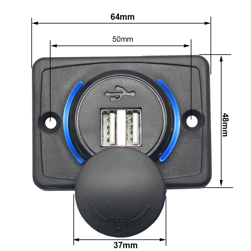 DC 12V Flat Surface Panel Mount Dual Socket 3.1A Car Seat USB Bus RV Accessory Boat Fast Charger 12-24V