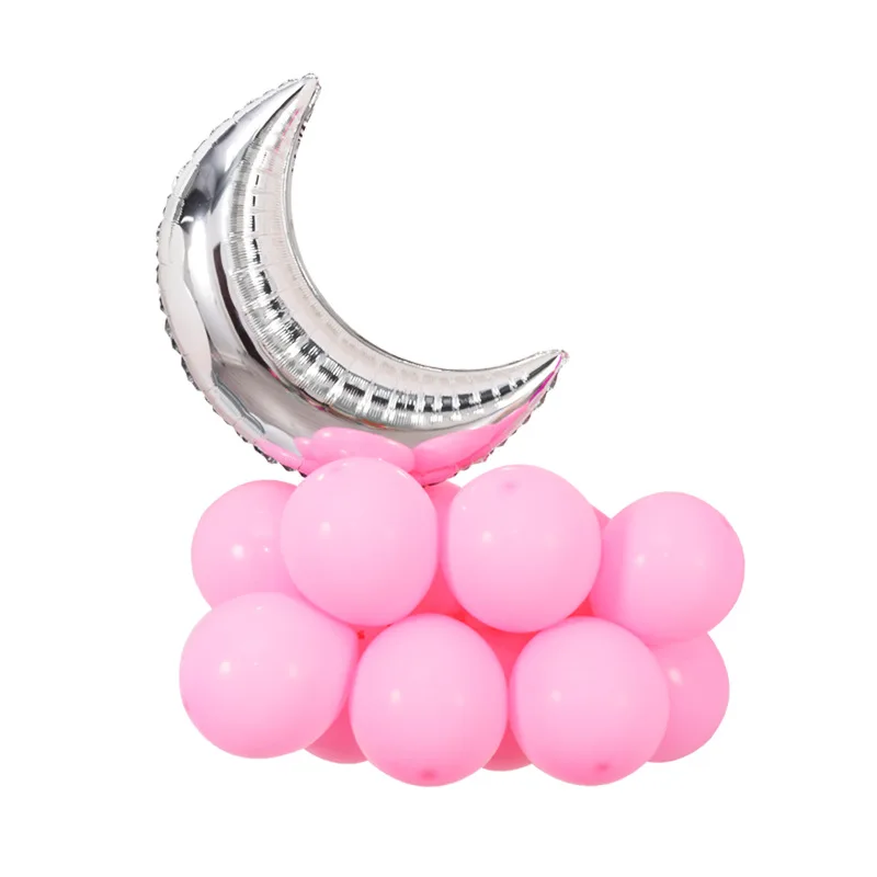 Ramadan EID Mubarak Birthday Party Home Background Decor Balloon Multi Colors 28 Inch Luna Crescent Moon Shape Foil Balloon