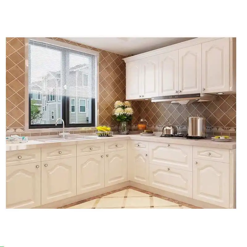 Melamine Modern Kitchen Cabinets/PVC Kitchen Cabinet and Kitchen Island for Home Furniture