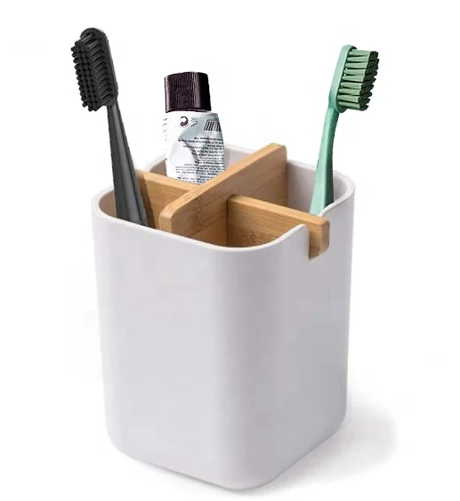 Hot Sale Eco-friendly Bamboo Individual Bathroom Storage Organizer Box Toothpaste holder Toothbrush Stands