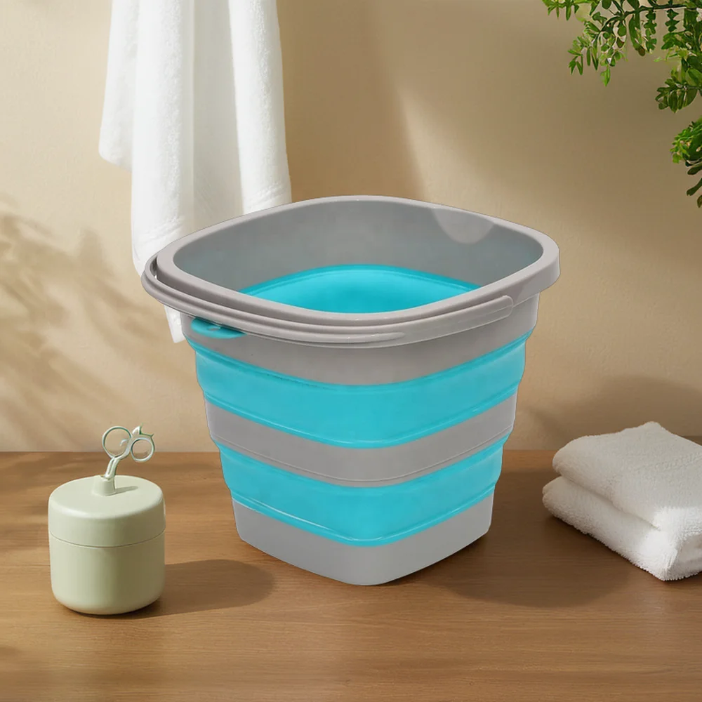 10L square Plastic Foldable Water Mop Collapsible Bucket Beach Sand Fish Container Lightweight for Home Use
