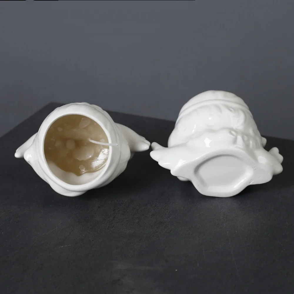 Custom Bulk Cherub Shaped Ceramic Candle Cups Vessels for Seasonal Products Festive & Adaptable Ideal for Holiday Lines