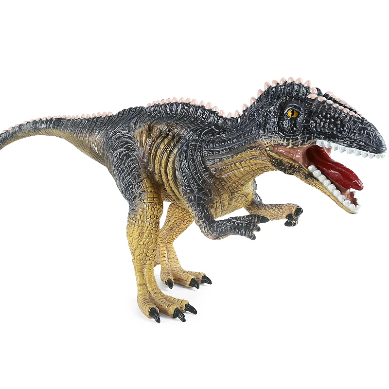 Oenux Wholesale PVC Dinosaur Animal Big Size Soft Cotton Stuffing Hard Plastic Feet Giganotosaurus Model Education Party Gifts