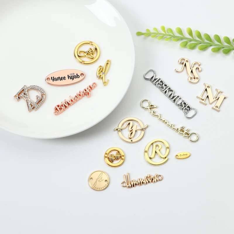 Factory design custom garment metal brand logo embossed  Metal Custom Sew In Label for clothes