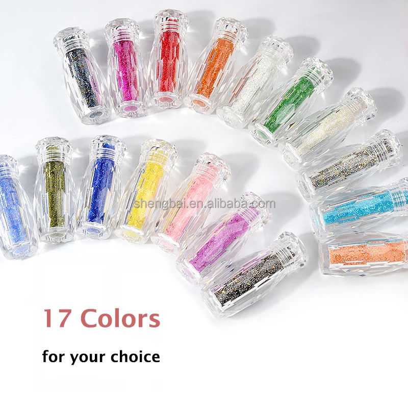 OM 17 Colors Bottle Mini Caviar Crystal Beads For Nail Art Decoration Gem Stones Rhinestones Nail Beads