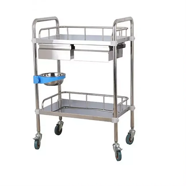 Hospital Furniture Surgical Instrument Medical Trolley Stainless Steel Hospital Trolley Medicine Cart Emergency Trolley