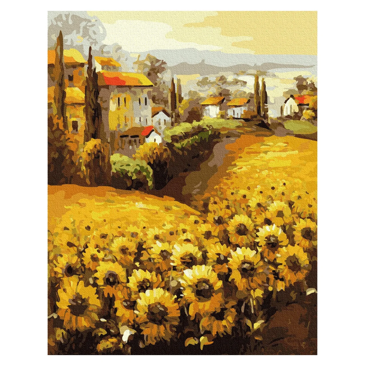 paint boy G315 Sunflower flower sea oil painting diy scenery painting by numbers 40*50 cm warm color decorative painting