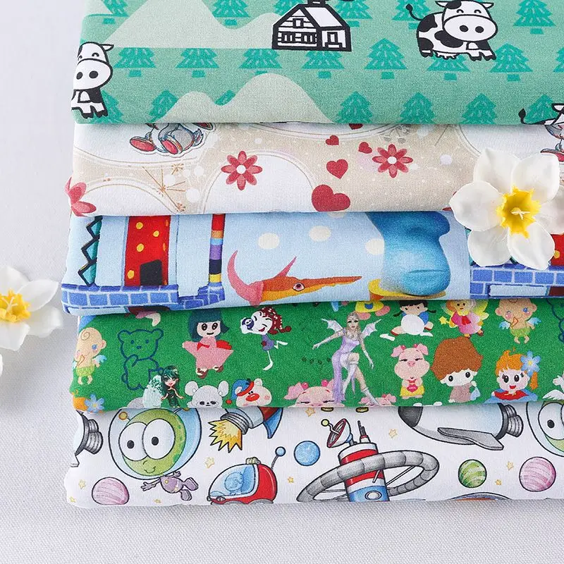 
New Customized Digital Printed Bamboo Fabric Hot Selling 95%Bamboo 5%Spandex Knit Jersey Fabric For Garment Wholesale 