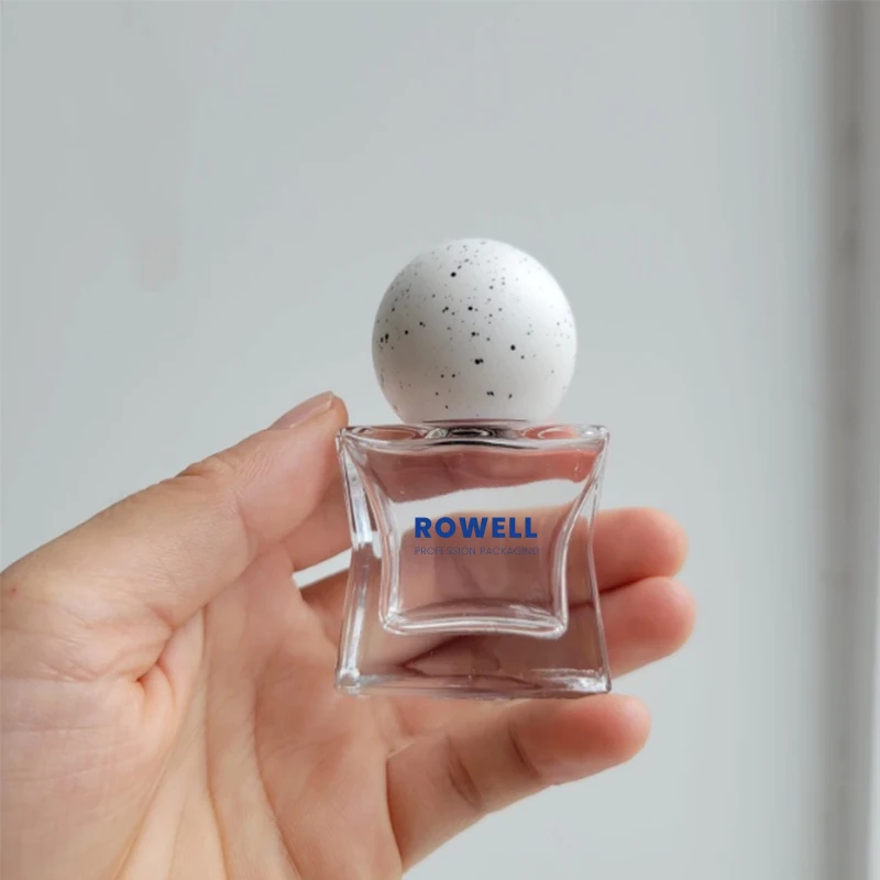 empty 15 ml new design perfume glass bottles package container spray cap perfume bottle with ball shaped colorful lid