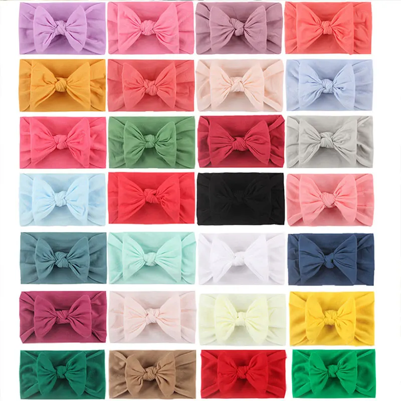 Hair Band Girls Bow Knot Hair Ties Baby Headband Wholesale Elastic kids soild color lovely headdress