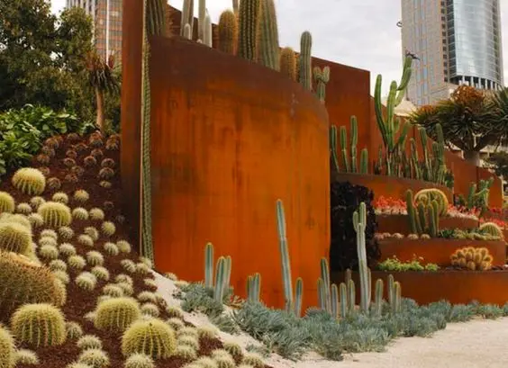 Large Modern Sphere Plant Box Metal Flower Pot Garden Rusty Bespoke Corten Steel Planter Box