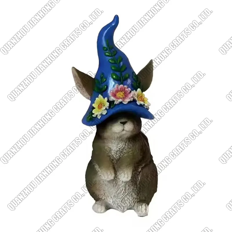 Resin Rabbit Sculpture Decoration Blue Bunny Figurine Easter Gift