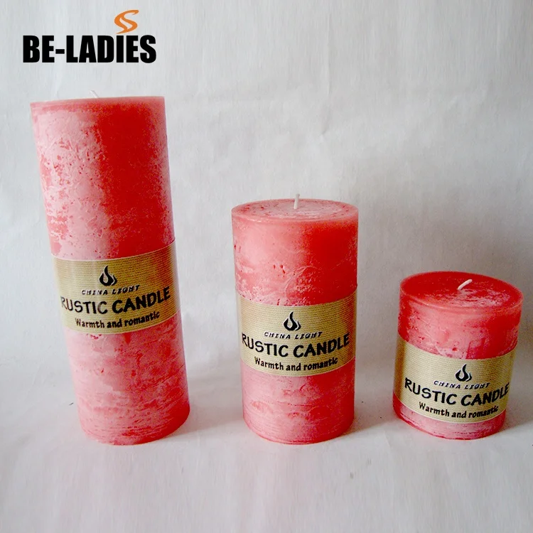 Paraffin wax rustic pillar candle for decoration wedding event