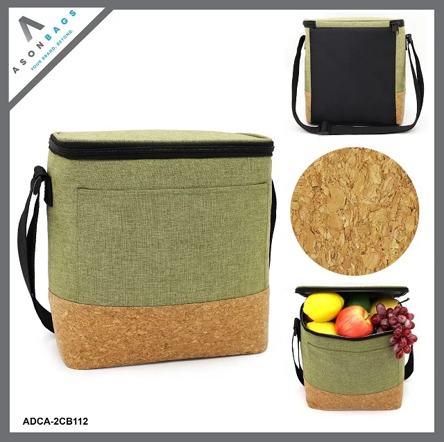 new material cork fabric lunch cooler bag