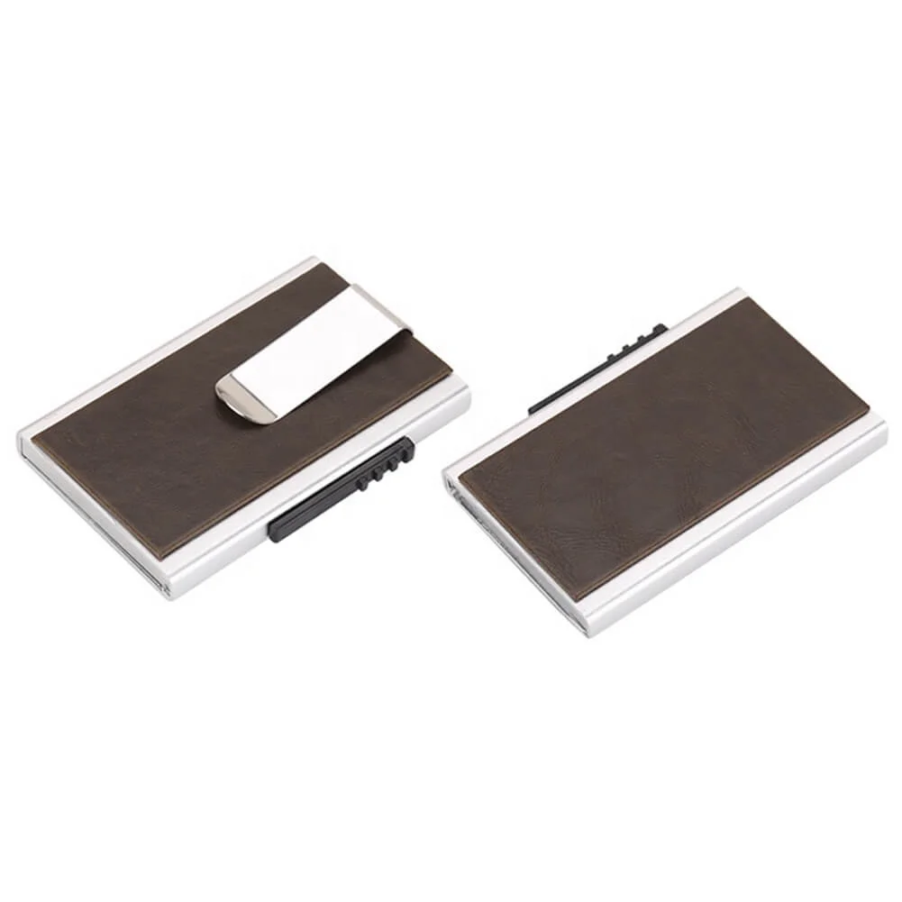 2023 Dropshipping RFID Blocking Slim Wallet Credit Card Holder Case Money Clip Mens RFID Card Holder Wallet with Metal for Men