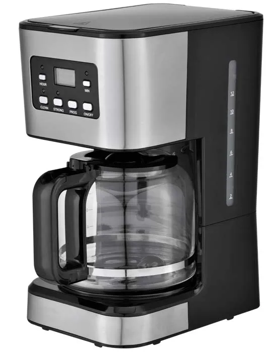 Digital LCD Display 1.25L Electric Coffee Maker with timer and stainless steel jar or glass jar