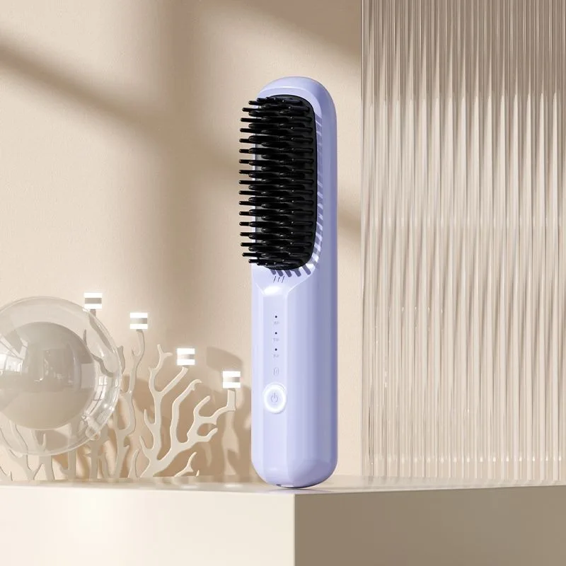 Portable Usb iron hair straightener rechargeable anion Cordless Mini electric hair brush hair straightener comb