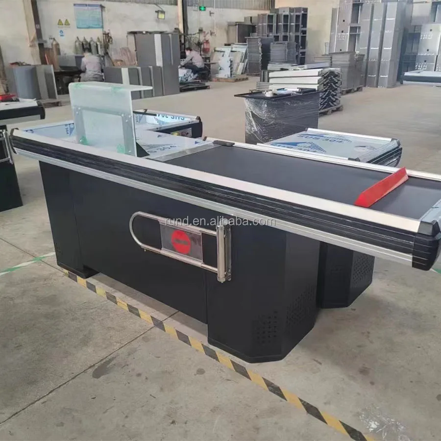 Supermarket Cashier Store Checkout Counter for Sale Made of Wood Steel and MDF Cash Register Type