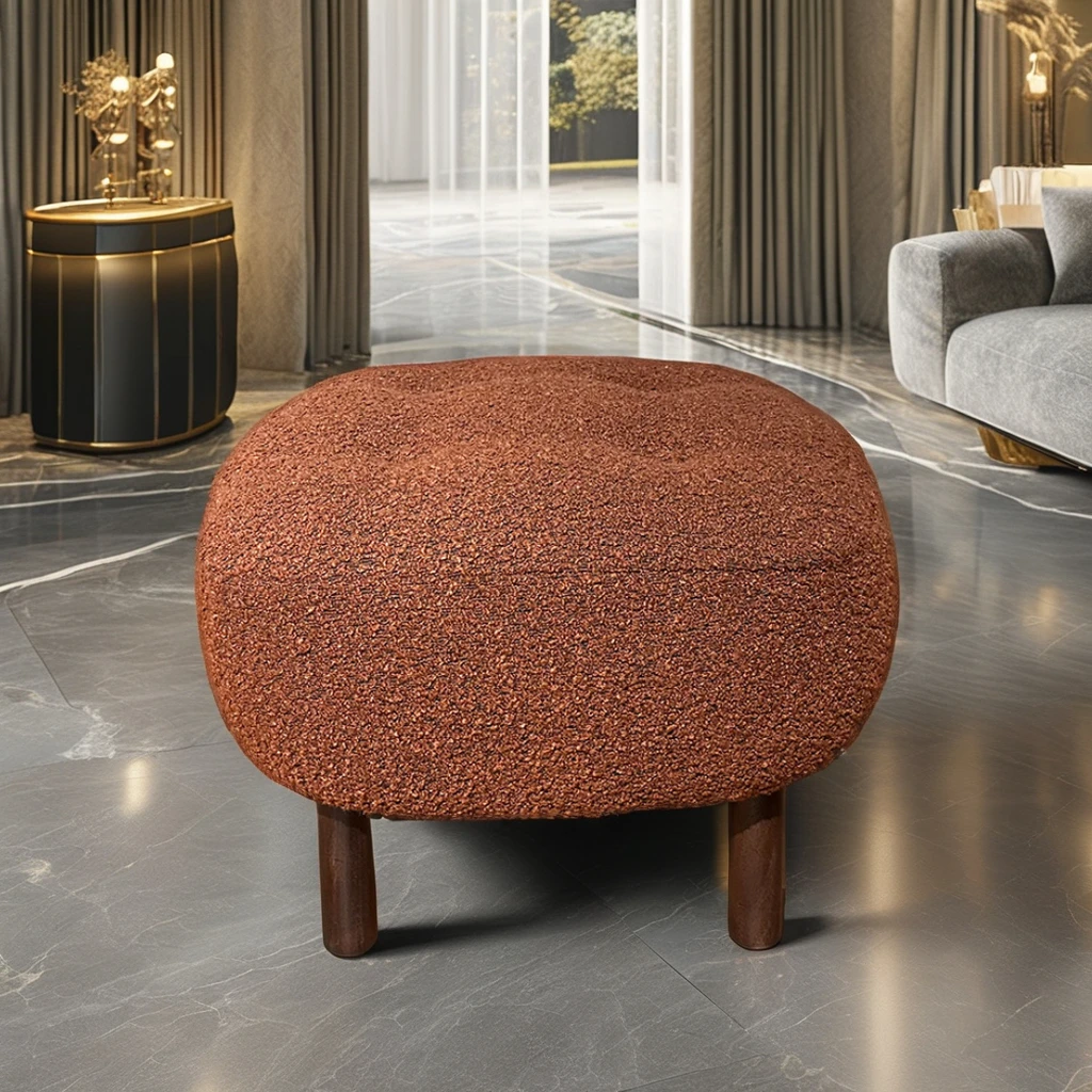 New Design Faux Fur Ottoman Cube Shape Woven Pouf Stool Velvet Upholstered Seat For Home Dining Home Office Villa