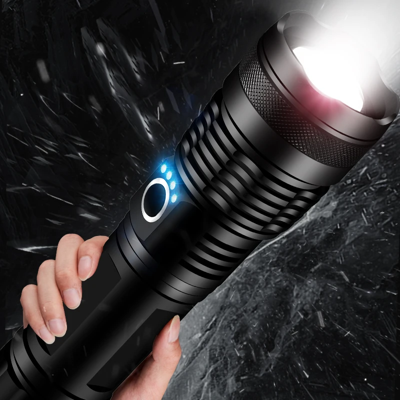 
XHP50 Led Flashlight Torch Black Waterproof Light Tactical Aaa Body Lamp Oem Switch Power Battery 