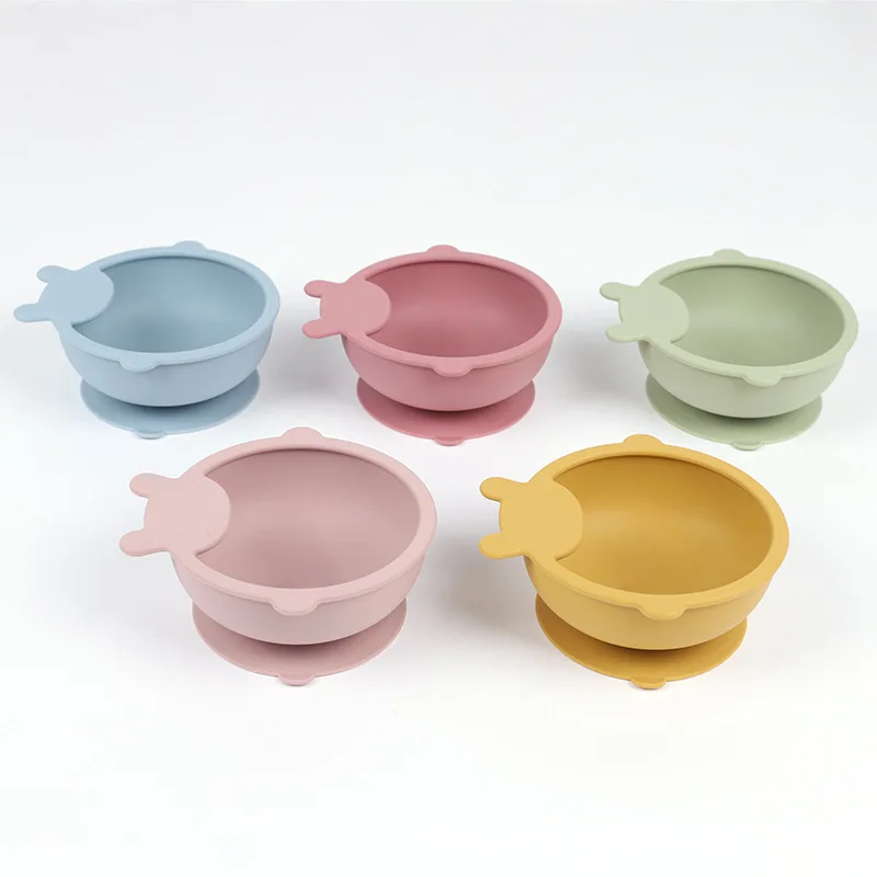 Factory Wholesale Custom Silicone Baby Dish Bib Bowl Spoon Fork Silicone Baby Feeding Set New Baby Feeding Products of All Types