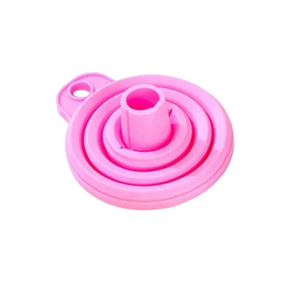 High Quality Custom Foldable Kitchen Small Mini Funnel Oil Water Silicone Funnel Collapsible Kitchen Orange Pink Silicone Funnel