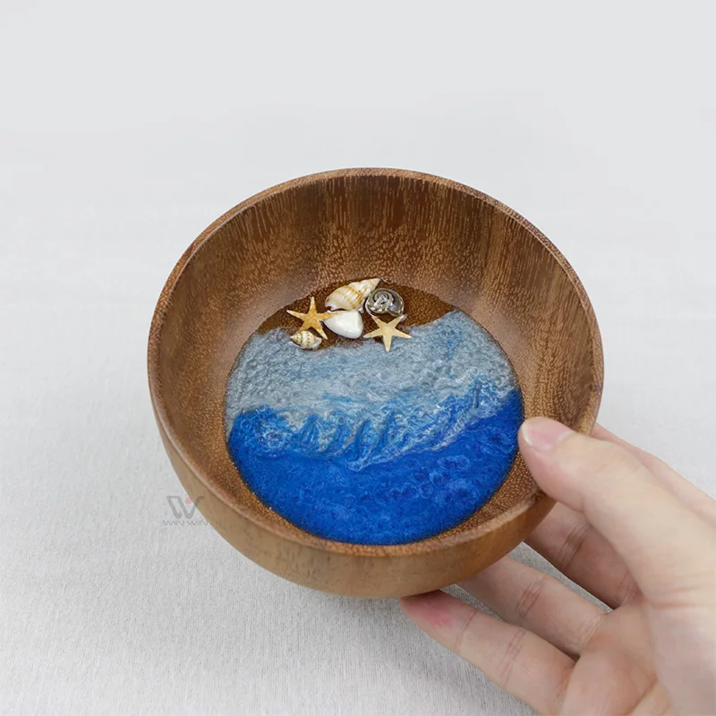 Wave Design Wooden Wave Handmade Bowel Gift Abalone Flower Wood Material Artificial Pure Wood
