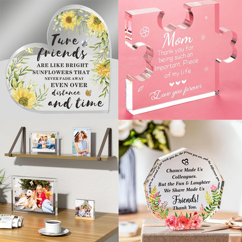 Custom Birthday Gifl Acrylic Bock Desk Plaque Teacher Sublimation Blanks Sign Plaque Clear Acrylic Photo Plaque