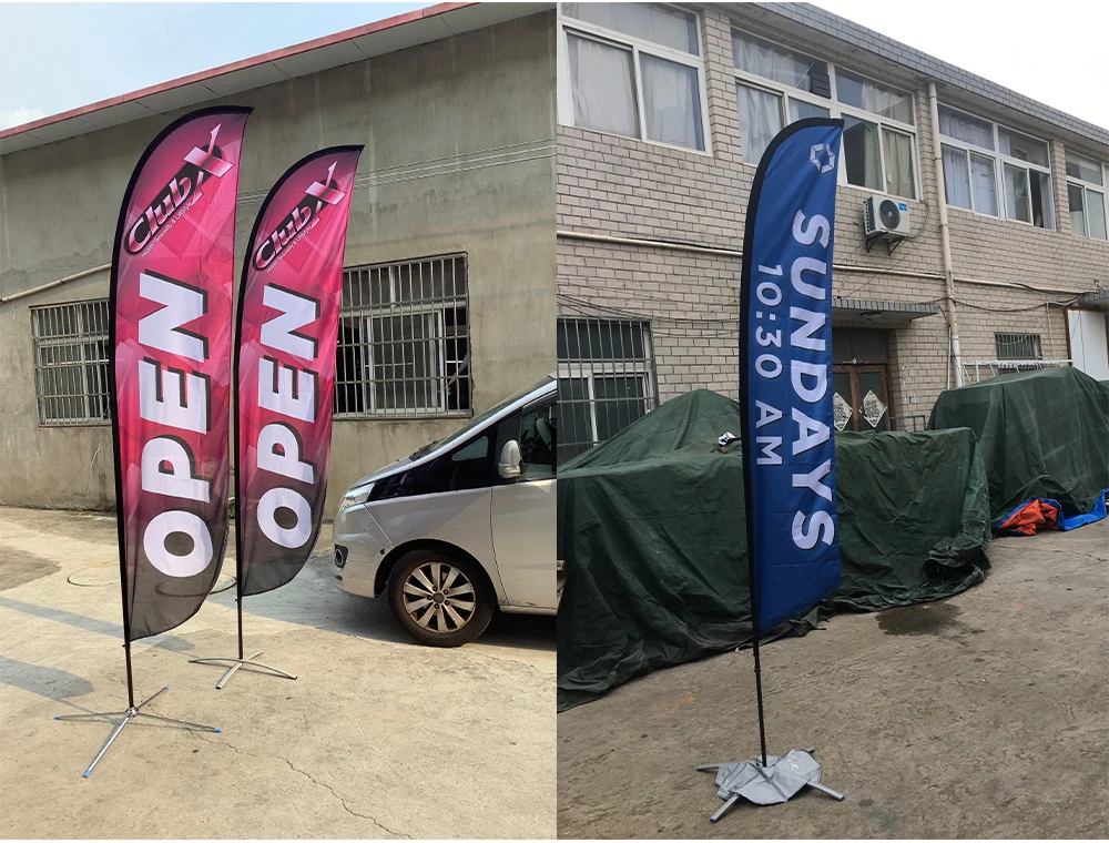 Factory price Flying Teardrop Feather Flag Printing Fashion Polyester Outdoor Event Banner Custom Team Swooper Boat Flags
