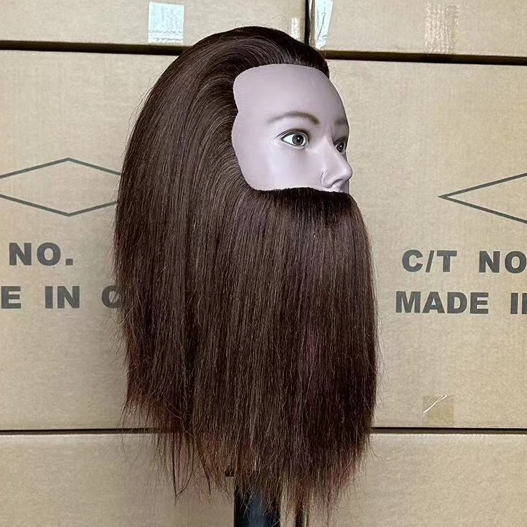 Wholesale HOT Selling Salon Mix Animal Hair Male Training Realistic Mannequins Heads With Beard With clamps
